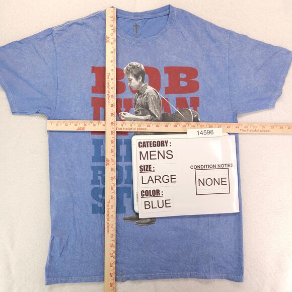 Authentic Bob Dylan Band Short Sleeve Graphic T Shirt Adult Mens Size L Blue - Picture 6 of 10